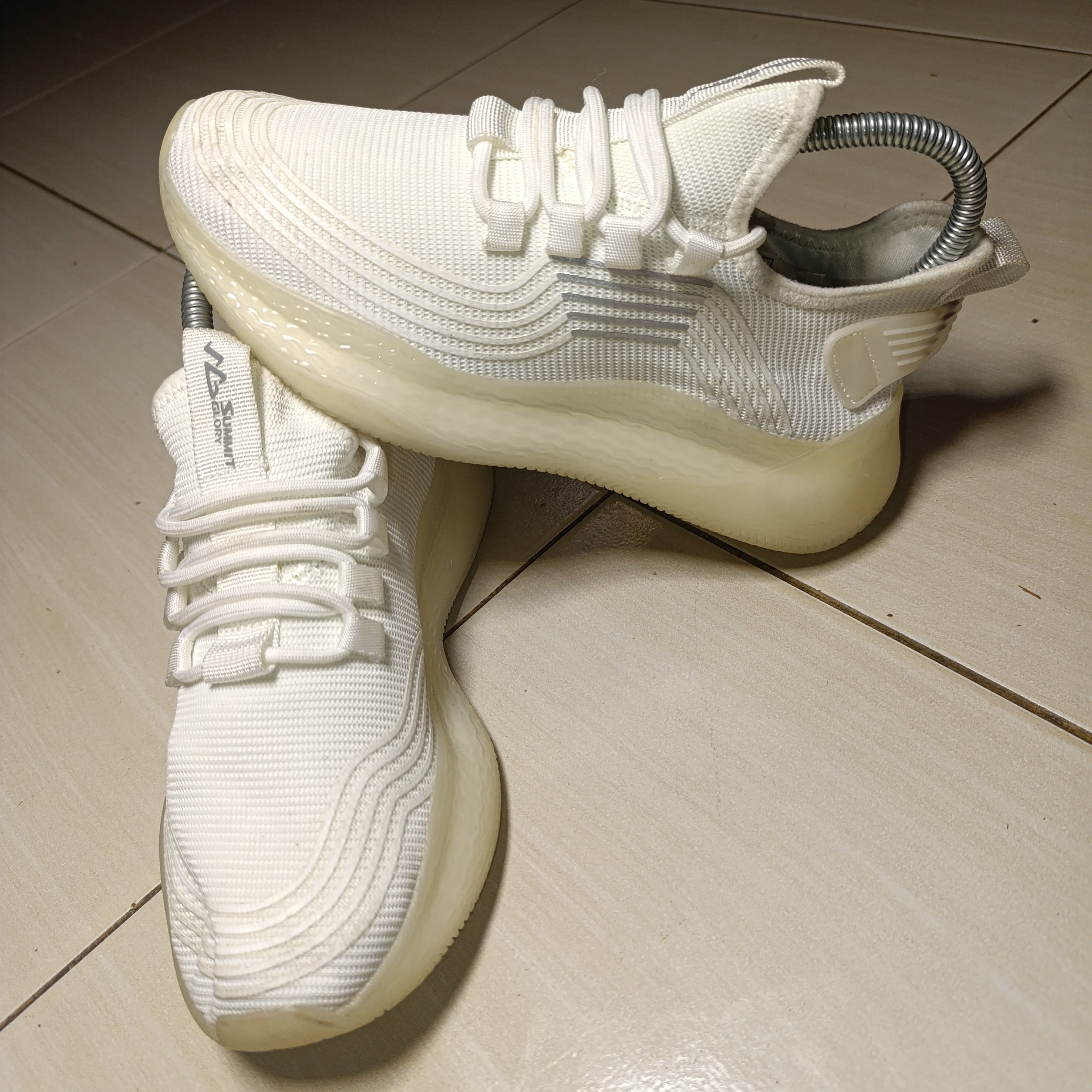 All-White Wave Sole Sneakers