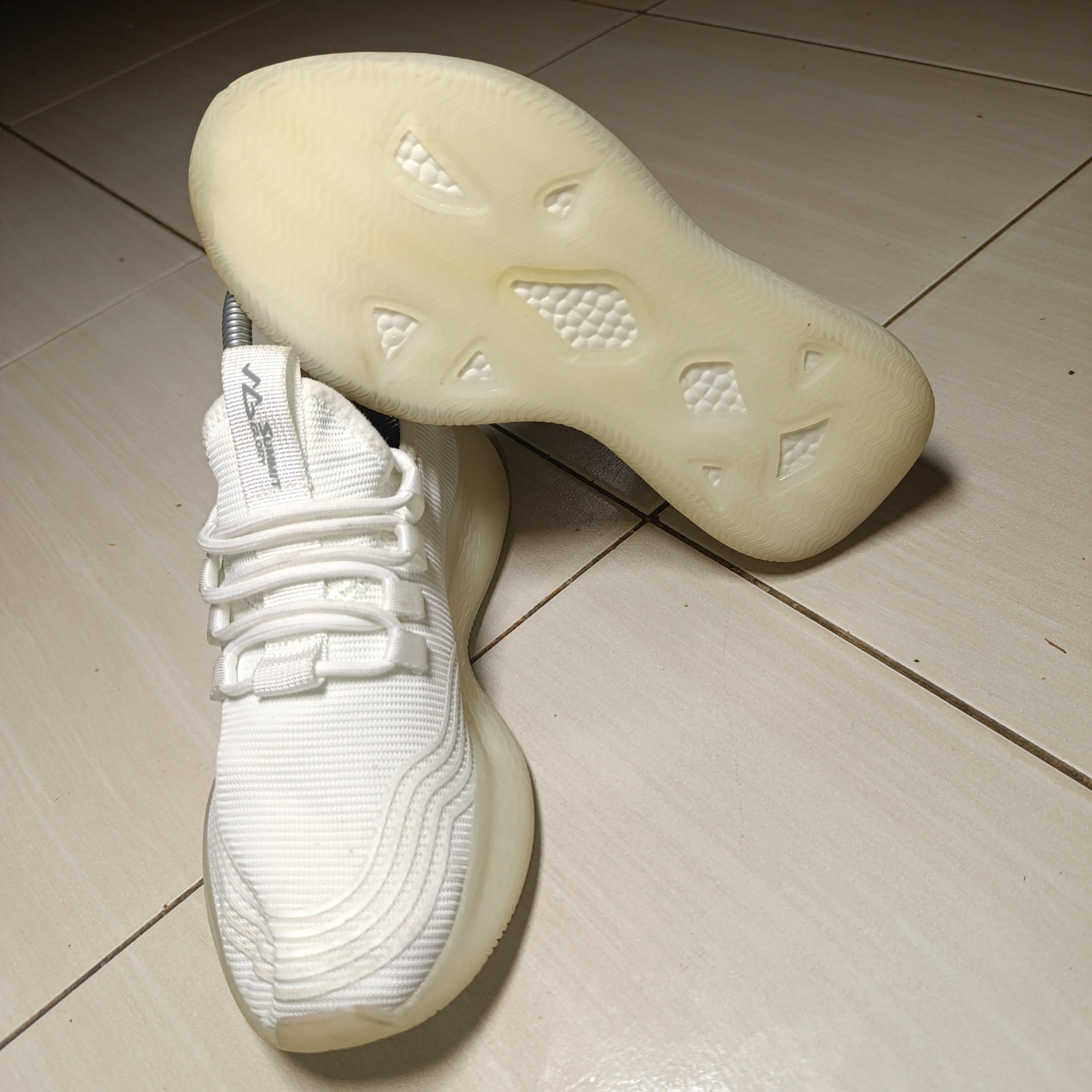All-White Wave Sole Sneakers
