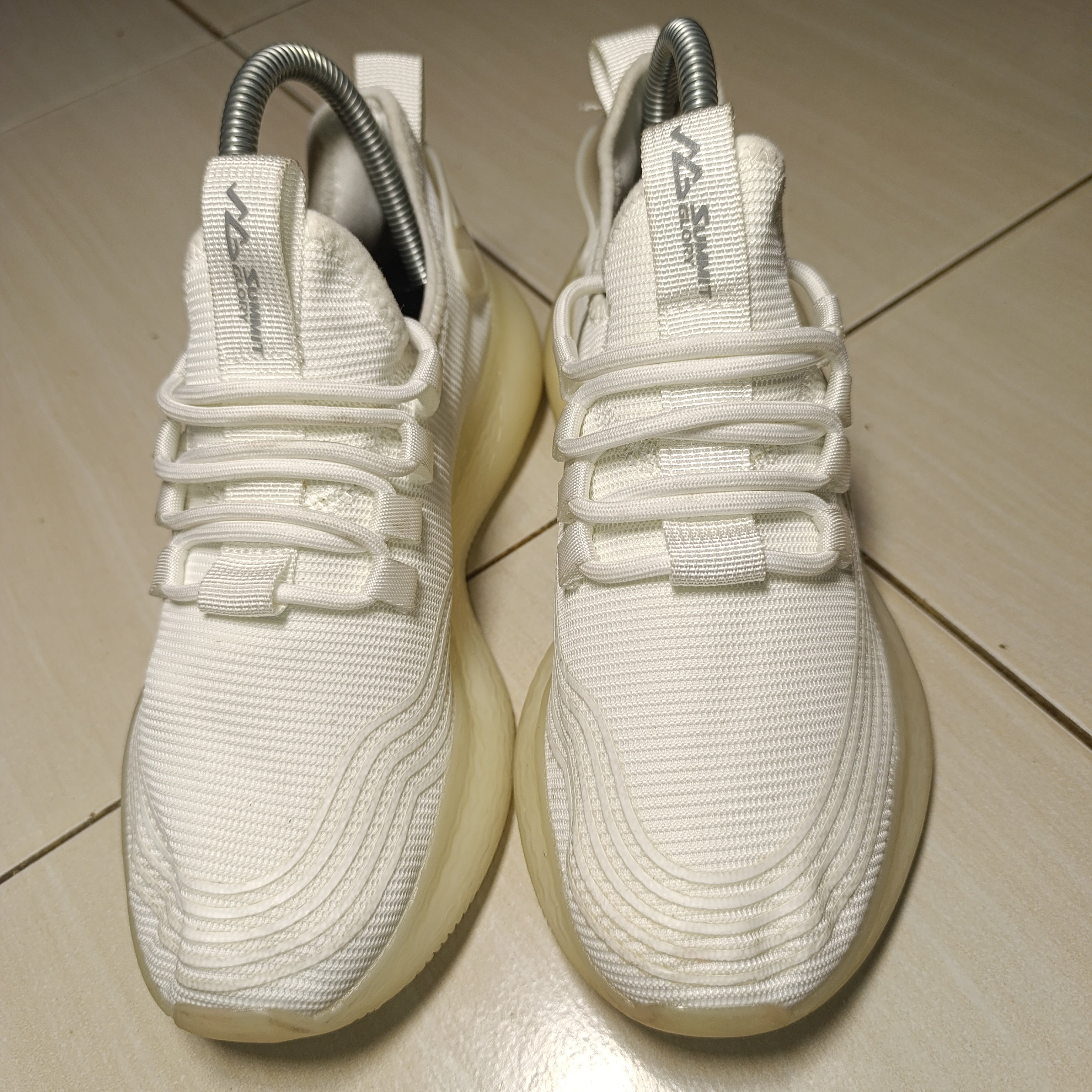 All-White Wave Sole Sneakers