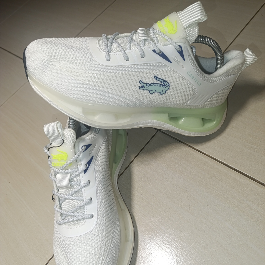 CARTELO White & Neon Green Sneakers – Lightweight Sporty Trainers
