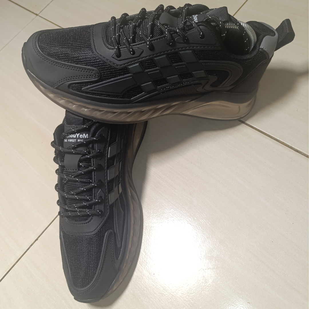 Black Mesh & Leather Sneakers